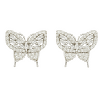 Load image into Gallery viewer, Sparkling 925 Silver Butterfly Earrings – Designer Studs with CZ Silver Ocean Sparkling 925 Silver Butterfly Earrings – Designer Studs with CZ