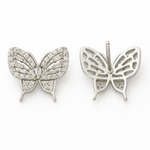 Load image into Gallery viewer, Sparkling 925 Silver Butterfly Earrings – Designer Studs with CZ Silver Ocean Sparkling 925 Silver Butterfly Earrings – Designer Studs with CZ
