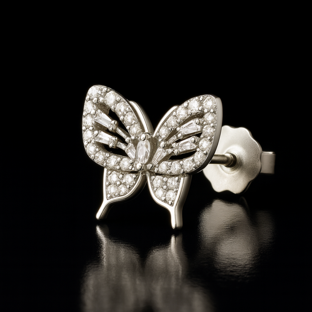 Sparkling 925 Silver Butterfly Earrings – Designer Studs with CZ Silver Ocean Sparkling 925 Silver Butterfly Earrings – Designer Studs with CZ