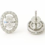 Load image into Gallery viewer, 925 Sterling Silver Oval Halo Stud Earrings with Brilliant CZ Stones Silver Ocean 925 Sterling Silver Oval Halo Stud Earrings with Brilliant CZ Stones