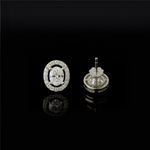 Load image into Gallery viewer, 925 Sterling Silver Oval Halo Stud Earrings with Brilliant CZ Stones Silver Ocean 925 Sterling Silver Oval Halo Stud Earrings with Brilliant CZ Stones