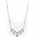 Load image into Gallery viewer, Luxury V-Shape Sterling Silver Necklace with Shimmering CZ Drops Silver Ocean Luxury V-Shape Sterling Silver Necklace with Shimmering CZ Drops
