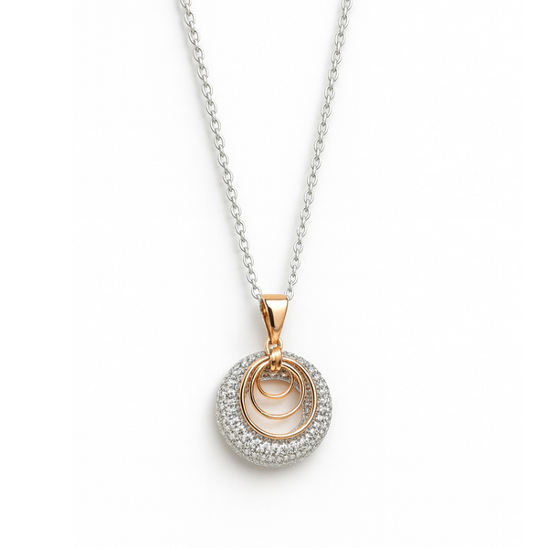 925 Sterling Silver Necklace with Rose-Plated Triple Ring Pendant Silver Ocean 925 Sterling Silver Necklace with Rose-Plated Triple Ring Pendant
