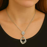 Load image into Gallery viewer, Elegant 925 Sterling Silver Geometric Pendant Necklace with Cubic Zirconia Silver Ocean Elegant 925 Sterling Silver Geometric Pendant Necklace with Cubic Zirconia