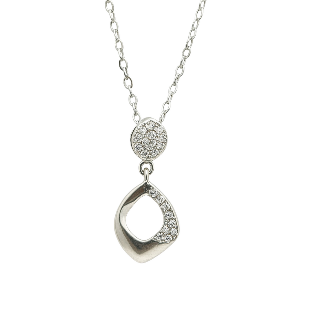 Elegant 925 Sterling Silver Geometric Pendant Necklace with Cubic Zirconia Silver Ocean Elegant 925 Sterling Silver Geometric Pendant Necklace with Cubic Zirconia