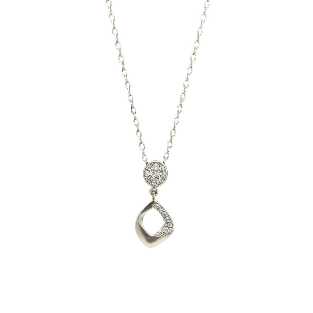Elegant 925 Sterling Silver Geometric Pendant Necklace with Cubic Zirconia Silver Ocean Elegant 925 Sterling Silver Geometric Pendant Necklace with Cubic Zirconia