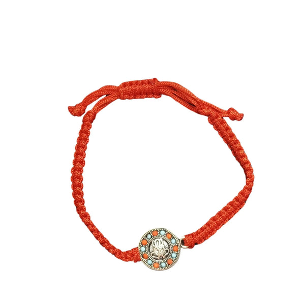 Silver Ganesha Rakhi with Braided Red Thread silver ocean jnd Silver Ganesha Rakhi with Braided Red Thread