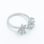 Load image into Gallery viewer, Blossom Dual-Flower Adjustable Silver Ring - SILVER OCEAN Blossom Dual-Flower Adjustable Silver Ring