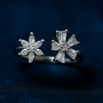 Load image into Gallery viewer, Blossom Dual-Flower Adjustable Silver Ring - SILVER OCEAN Blossom Dual-Flower Adjustable Silver Ring
