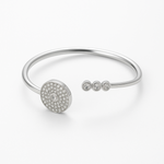 Load image into Gallery viewer, Contemporary Silver Kada with Circular Pave Crystal Design - SILVER OCEAN Contemporary Silver Kada with Circular Pave Crystal Design
