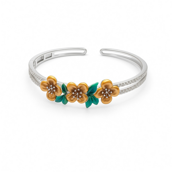 Designer Floral Silver Kada – Modern Elegance Meets Traditional Charm - SILVER OCEAN Designer Floral Silver Kada – Modern Elegance Meets Traditional Charm