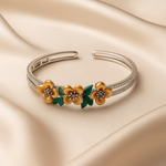 Load image into Gallery viewer, Designer Floral Silver Kada – Modern Elegance Meets Traditional Charm - SILVER OCEAN Designer Floral Silver Kada – Modern Elegance Meets Traditional Charm