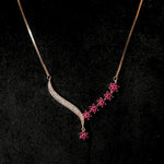 Load image into Gallery viewer, Rose Gold Plated Silver Floral Ruby CZ Pendant Necklace