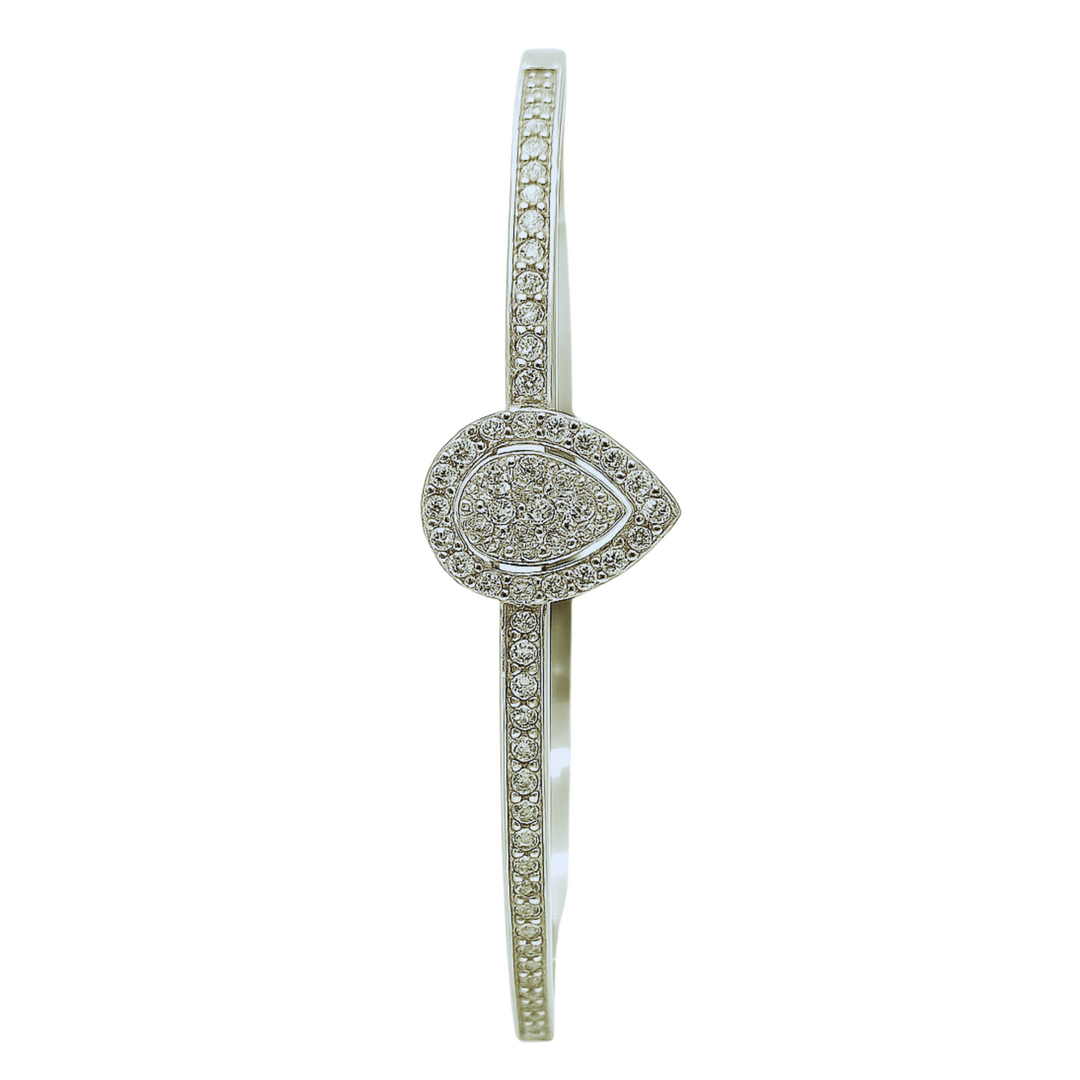 Premium 925 Sterling Silver Kada with Teardrop Diamond Accent – Elegant Women’s Bracelet - SILVER OCEAN Premium 925 Sterling Silver Kada with Teardrop Diamond Accent – Elegant Women’s Bracelet