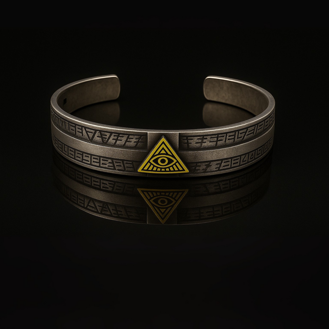 Men's Antique Silver Kada with Illuminati Eye Symbol – Tribal Engraved Open Cuff Bracelet silver ocean jnd Men's Antique Silver Kada with Illuminati Eye Symbol – Tribal Engraved Open Cuff Bracelet