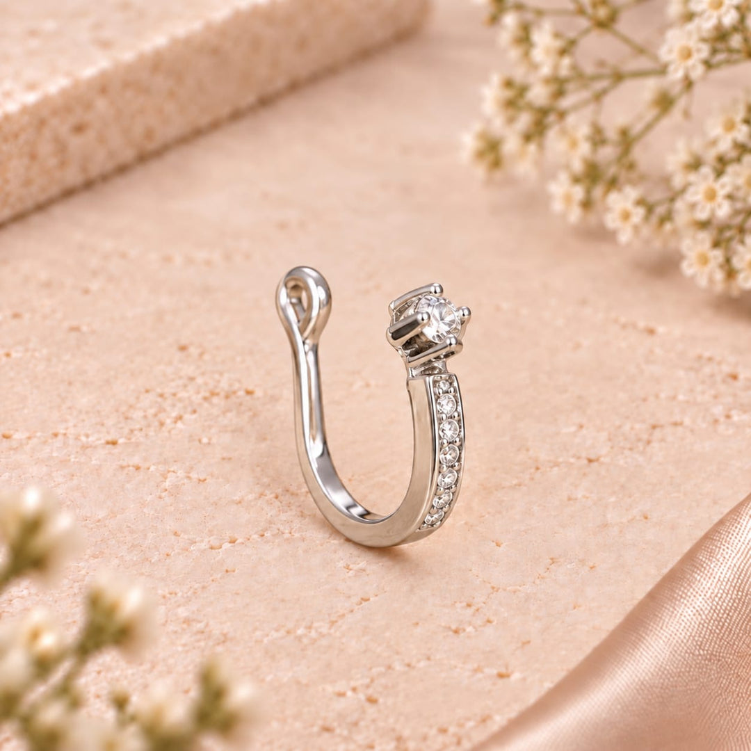 CZ Crescent Hoop Nose Ring
