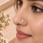 Load image into Gallery viewer, CZ Floral Cluster Hoop Nose Ring