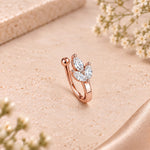 Load image into Gallery viewer, CZ Leaf Hoop Nose Ring