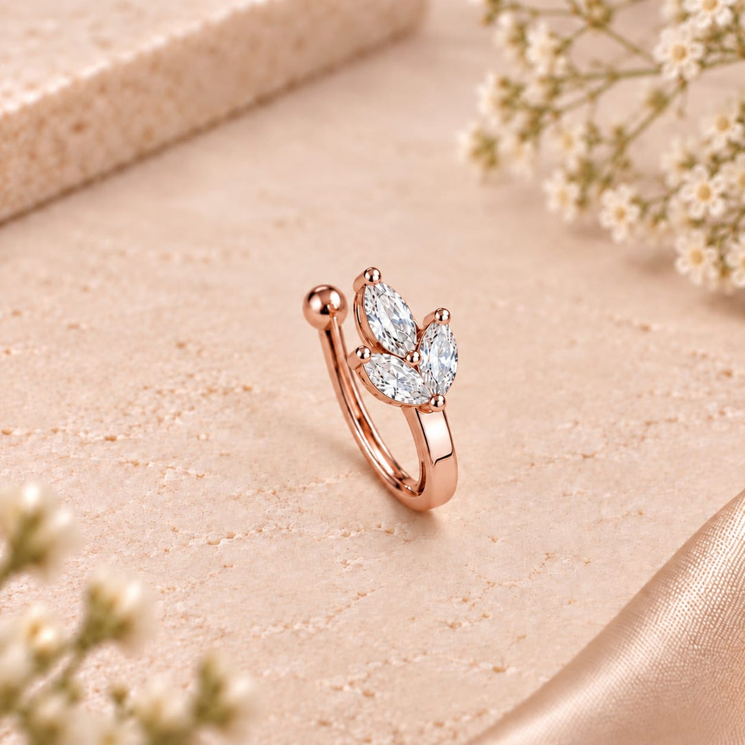 CZ Leaf Hoop Nose Ring