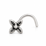 Load image into Gallery viewer, Oxidised Four Leaf Floral Nose Pin