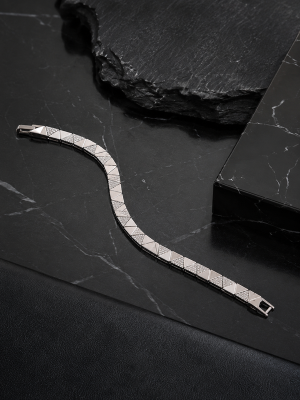 925 Sterling Silver Geometric Link Bracelet for Men