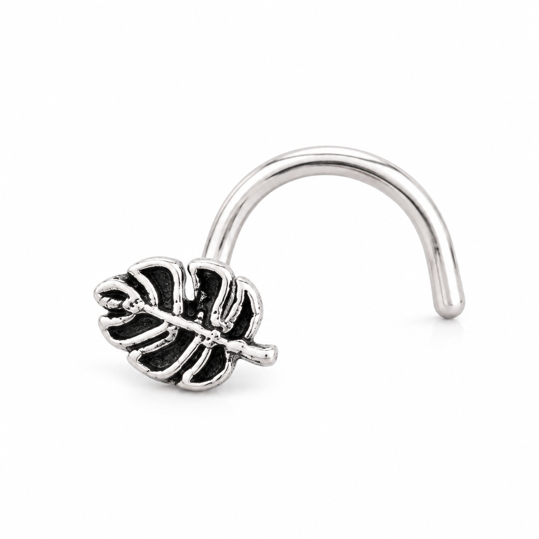 Black Monstera Leaf Nose Pin