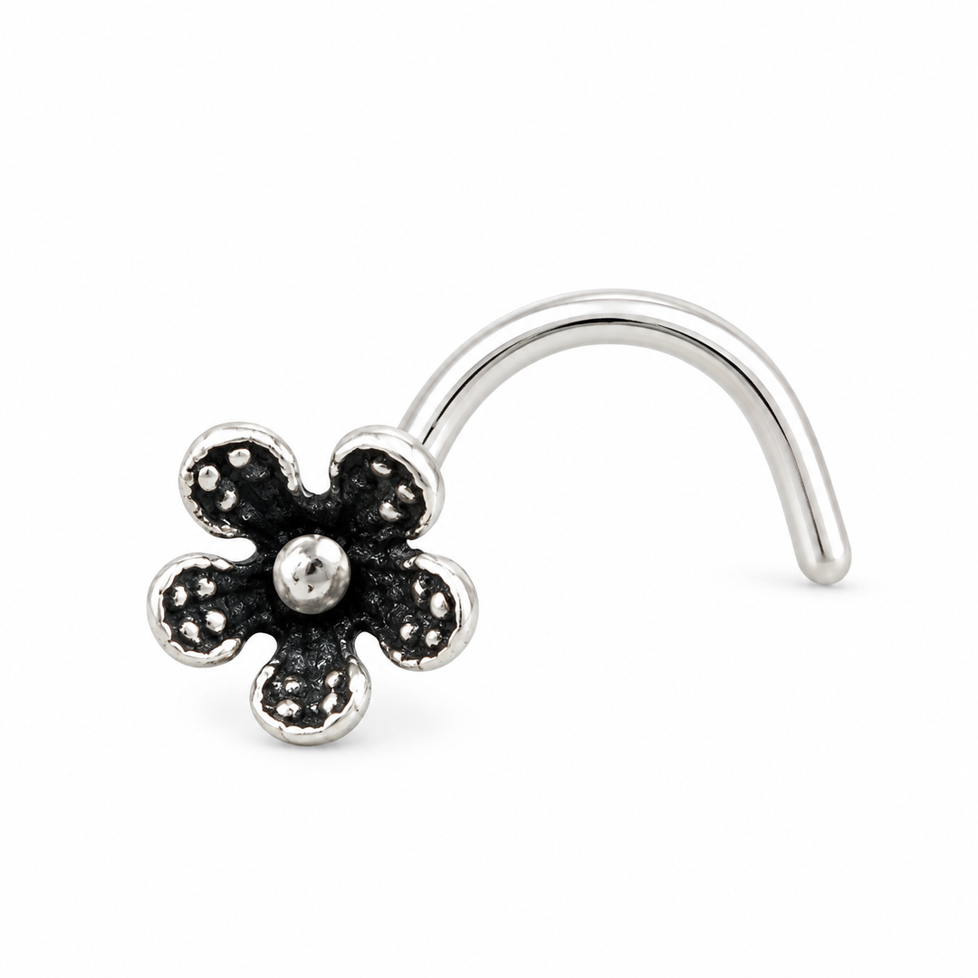 Black Floral Nose Pin
