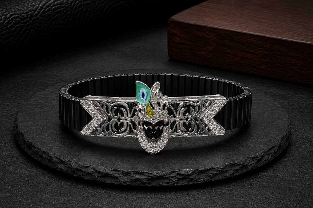 925 Sterling Silver Shrinathji Flex Bracelet for Men