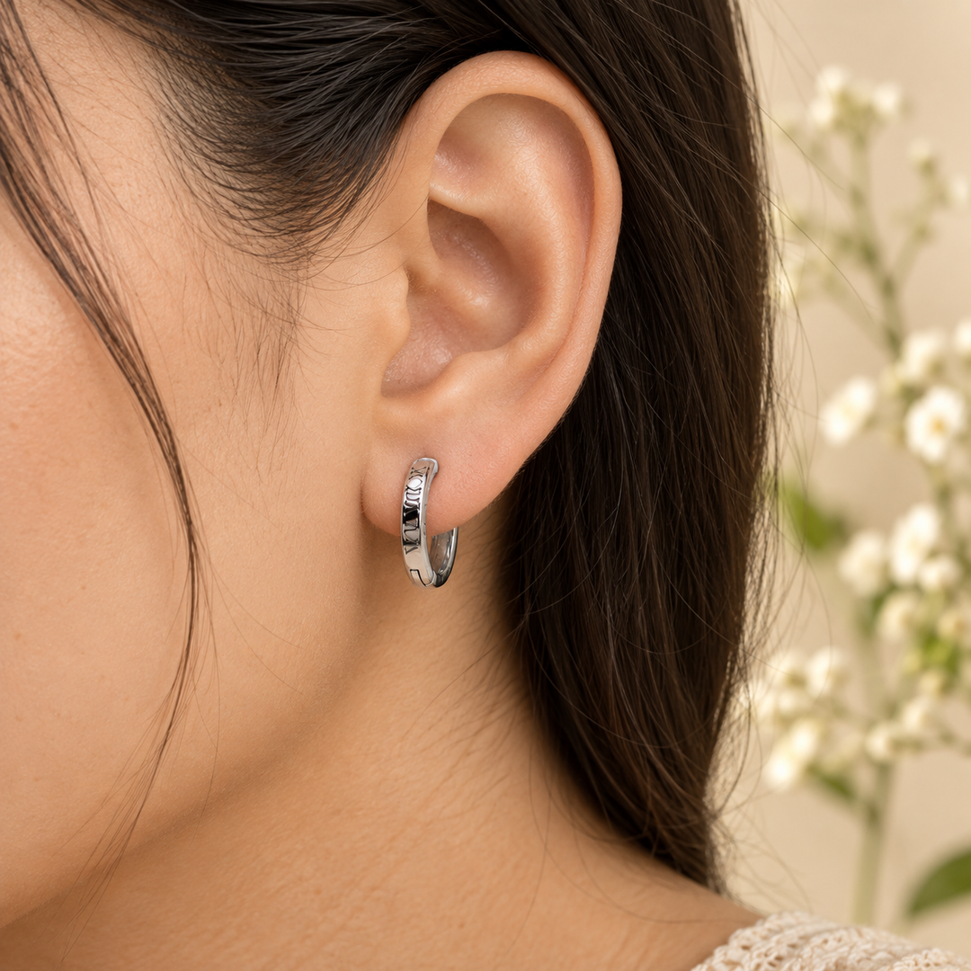 Roman Numeral Hoop Earrings