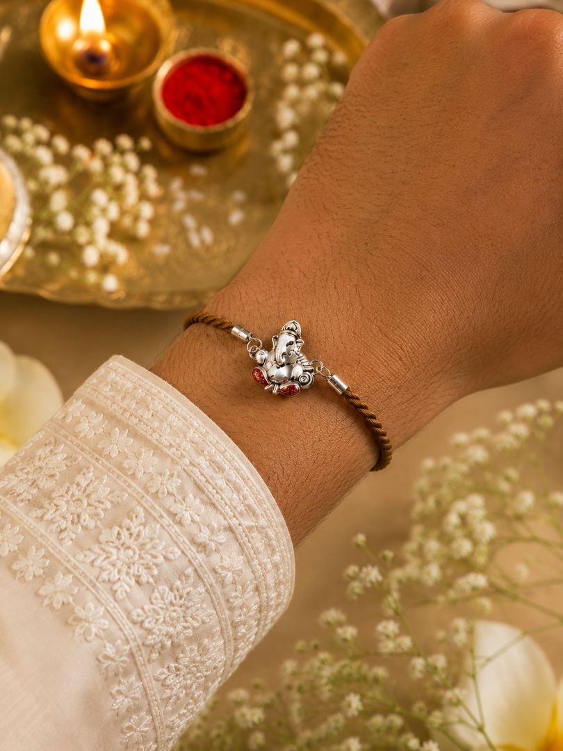 Raksha By Silver Ocean | Divine Ganesha Silver Rakhi