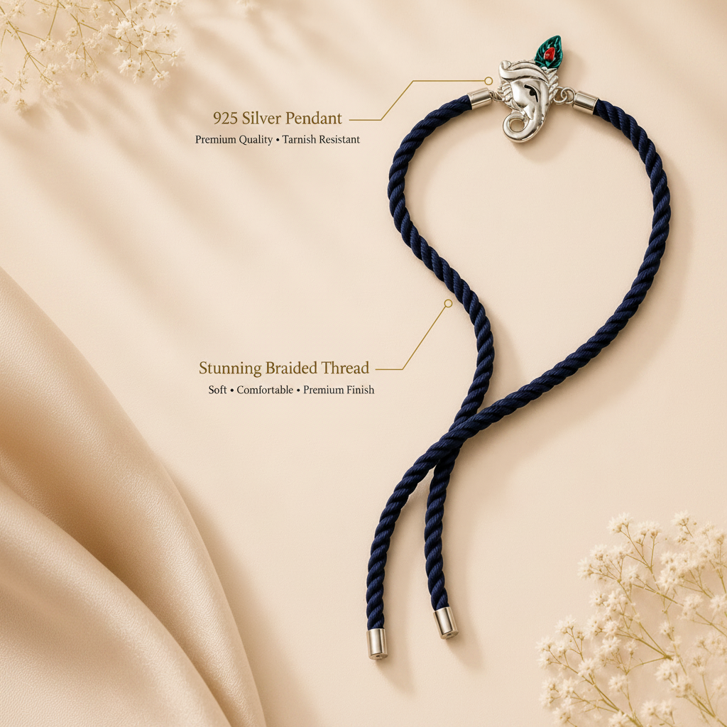 Raksha By Silver Ocean | Divine Ganesha Silver Rakhi