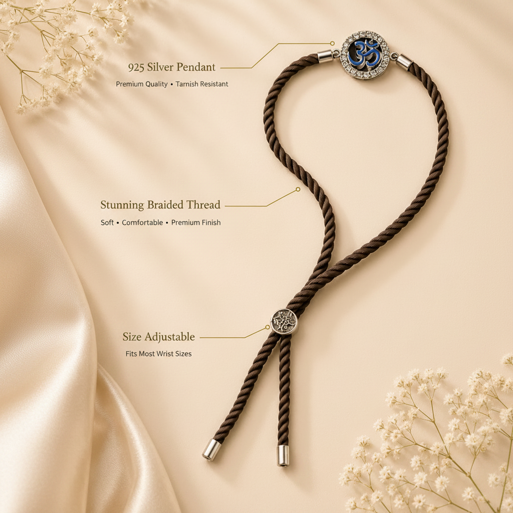 Raksha By Silver Ocean | Divine Om Silver Rakhi