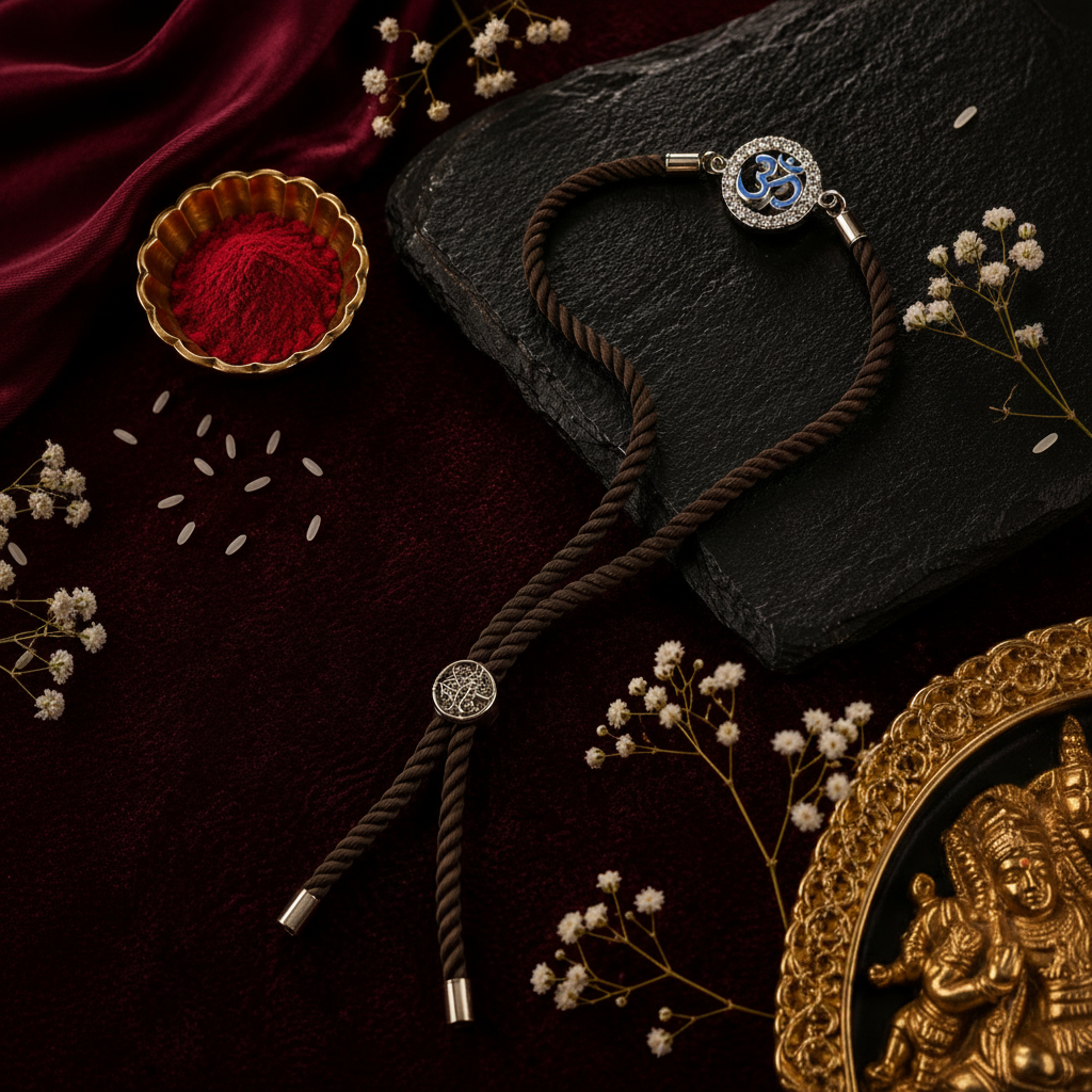 Raksha By Silver Ocean | Divine Om Silver Rakhi