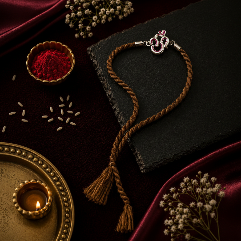 Raksha By Silver Ocean | Divine Om Silver Rakhi
