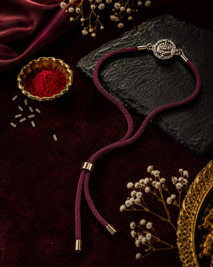 Raksha By Silver Ocean | Divine Ganesha Silver Rakhi