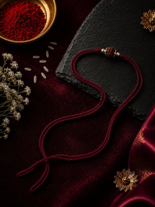 Raksha By Silver Ocean | Divine Rudraksha Silver Rakhi